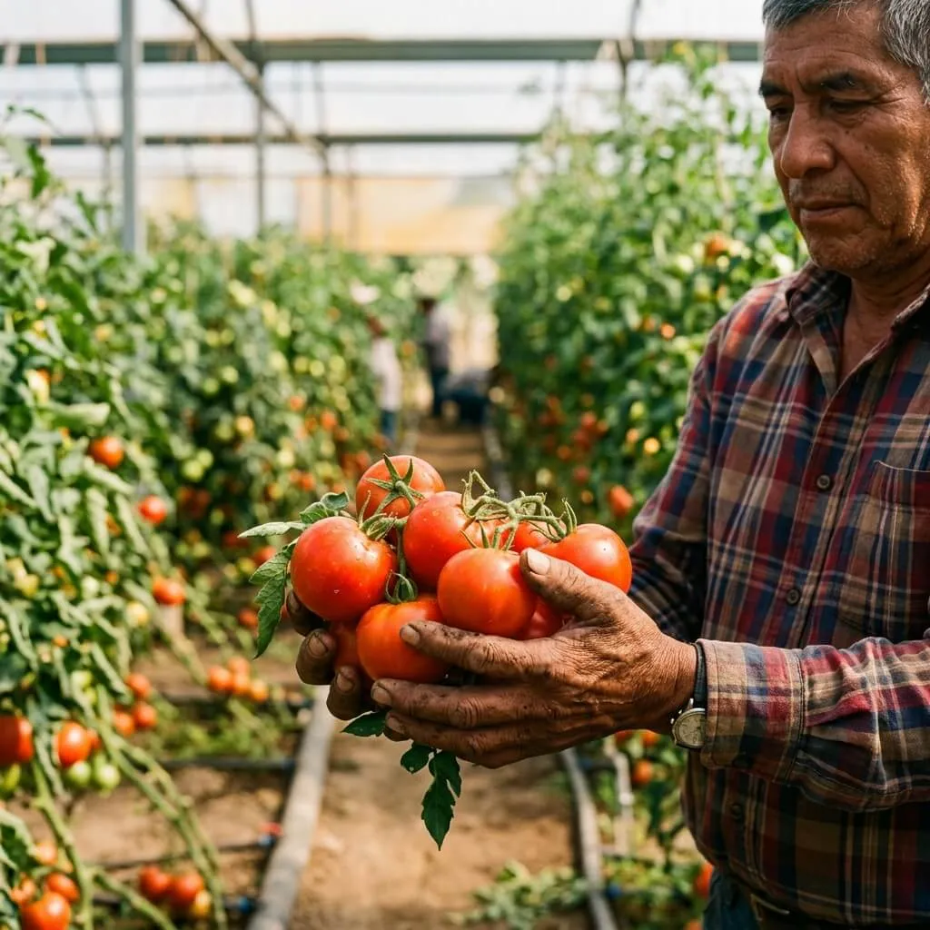 Cosecha de tomates de alta calidad