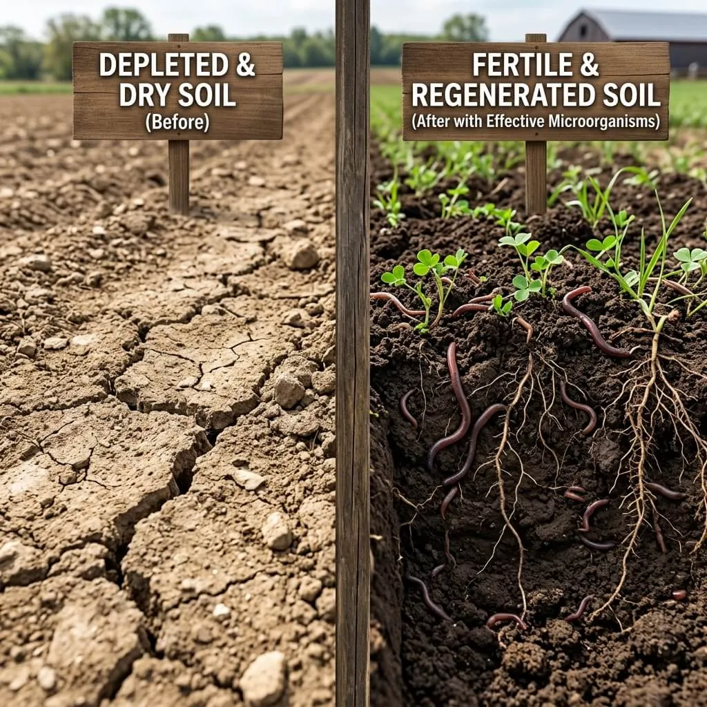 Comparación de suelo: antes y después de aplicar EM
