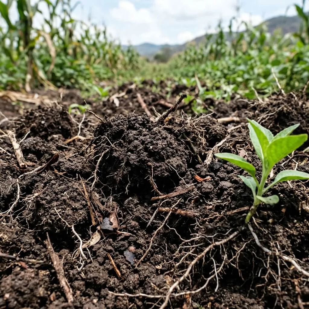 Suelo saludable regenerado con microorganismos eficaces